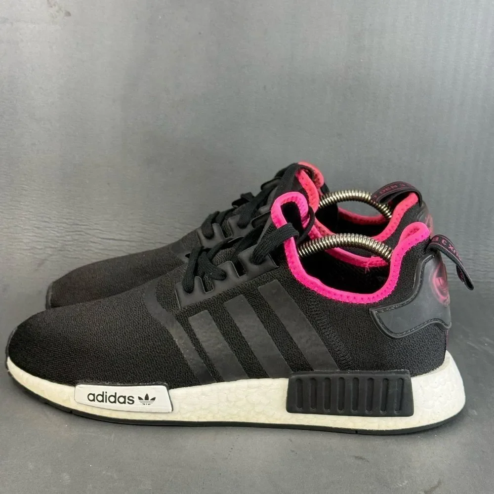 adidas NMD R1 Black Shock Pink athletic sneaker shoe men’s size 10.5